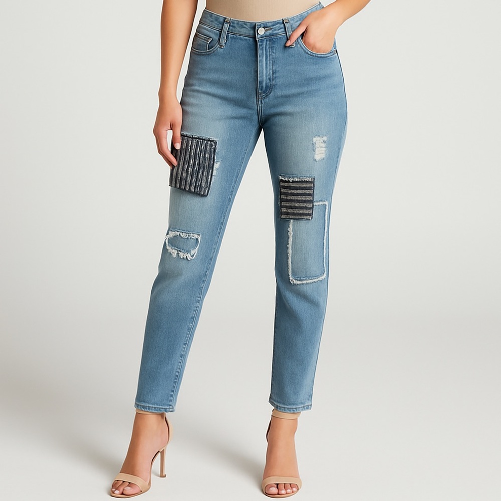 Free People Patchwork Distressed Jeans - Size 27
